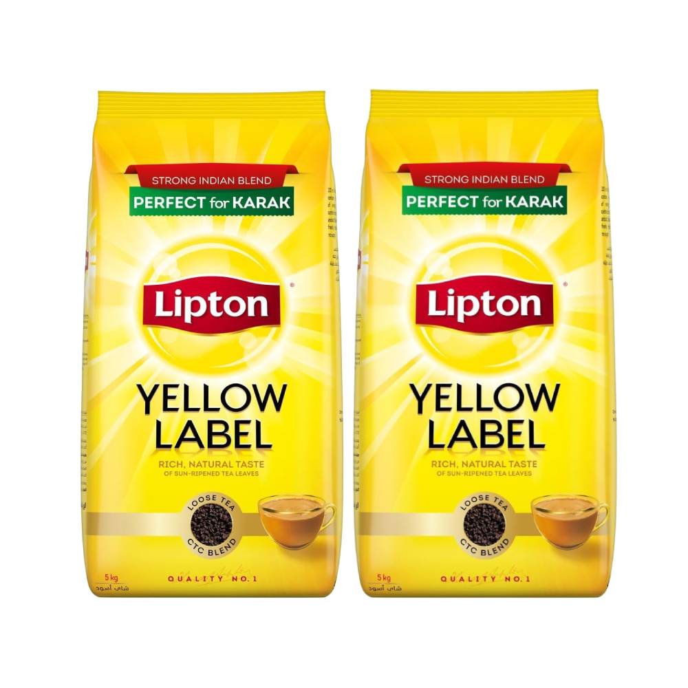 Lipton Yellow Label Classic Loose Black Tea - 2x5kg packs of rich and aromatic loose black tea, perfect for daily brewing and strong tea flavor.