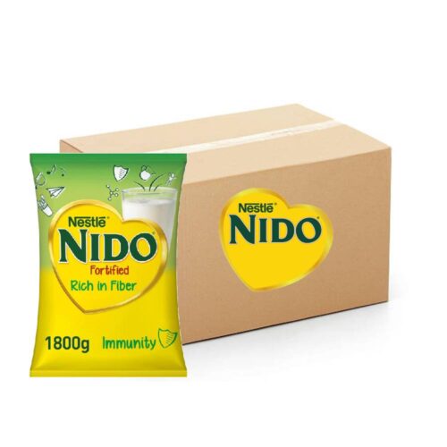 Nestle Nido Fortified Milk Powder Pouch 6x1800g – Fortified Full Cream Milk Powder, Rich in Vitamins and Minerals, Ideal for Growing Kids and Families, Bulk Pack