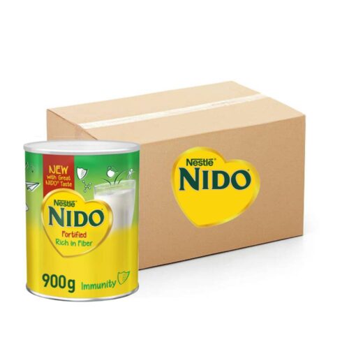 Nestle Nido Fortified Milk Powder Tin 12x900g – Nutritious Full Cream Milk Powder with Vitamins and Minerals, Ideal for Kids' Growth and Family Nutrition, Convenient Tins