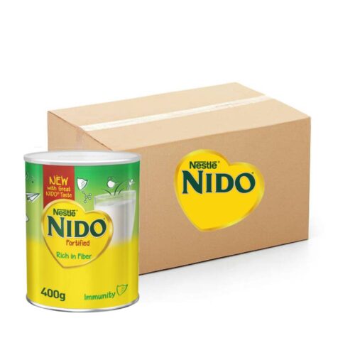 Nestle Nido Fortified Milk Powder Tin 24x400g – Full Cream Milk Powder with Essential Vitamins and Minerals, Ideal for Kids’ Nutrition and Family Use, Convenient Tin Pack