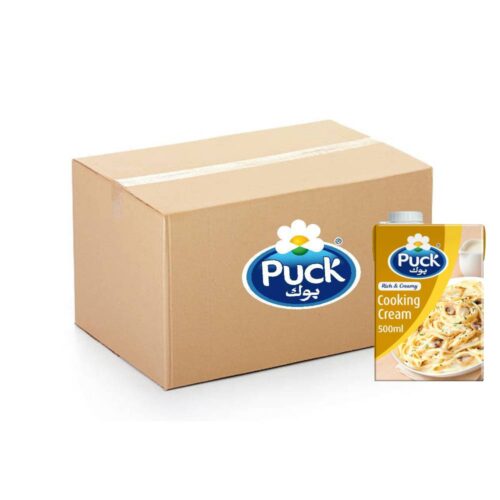 Puck Cooking Cream 24x500ml packs, rich and creamy dairy product for cooking and sauces.