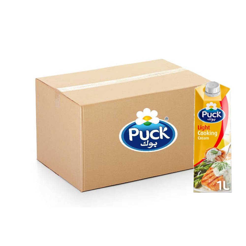 Puck Light Cooking Cream 10x1ltr pack – low-fat cream ideal for light cooking and healthy recipes.
