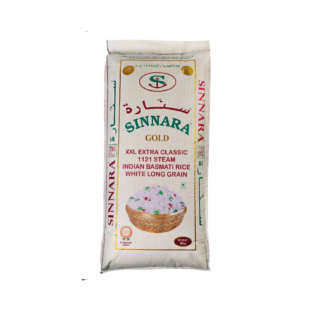 Sinnara Gold 1121 Steam Indian Basmati Rice – 38kg bag of premium long-grain basmati rice, perfect for authentic Indian dishes and large servings