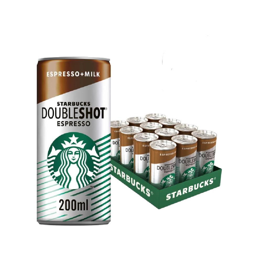 Starbucks Doubleshot Espresso Coffee Drink – 12x200ml cans of rich, ready-to-drink espresso coffee for quick energy on the go