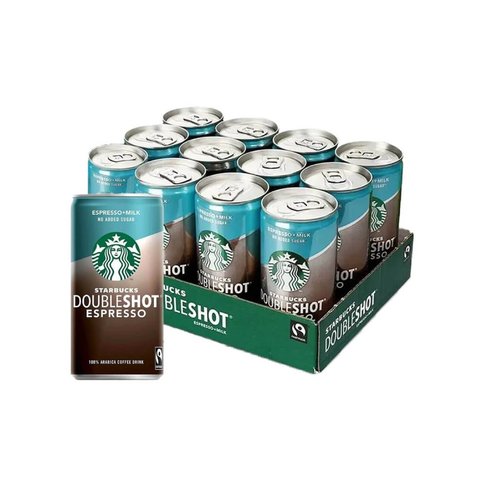 Starbucks No Added Sugar Doubleshot Espresso - 12x200ml, bold espresso with no added sugar in 200ml cans, ideal for guilt-free energy.