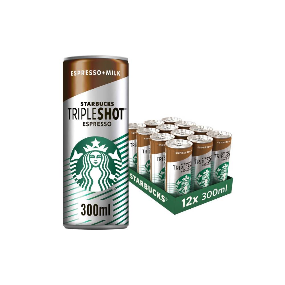 Starbucks Tripleshot Espresso Coffee Drink – 12x300ml – ready-to-drink espresso coffee in 300ml cans, perfect for on-the-go energy boost.