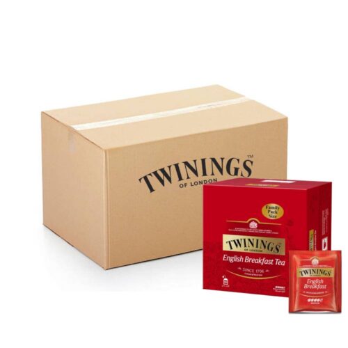 Twining's English Breakfast Tea Bags - 4x100x2g packs of rich, robust English Breakfast tea—perfect for a classic morning brew.