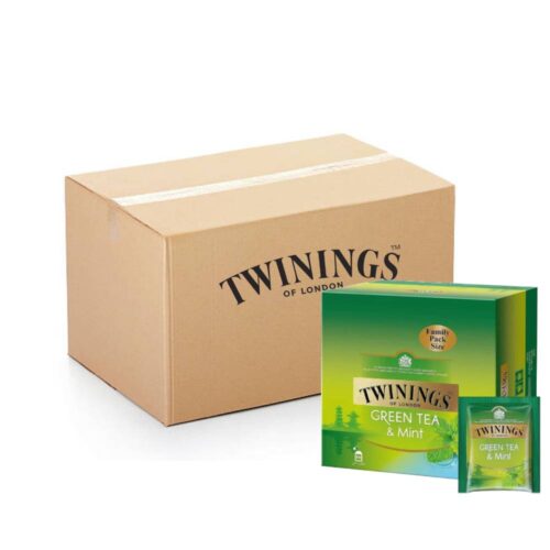 Twining's Green Tea Mint 4x100x1.5g packs with refreshing mint flavor for a soothing tea experience.