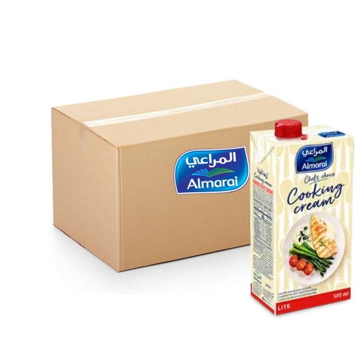 Almarai Cooking Cream Low Fat 18x500ml pack for healthy, creamy cooking.