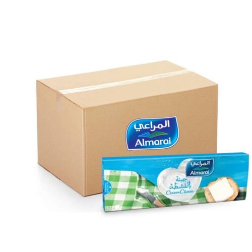Almarai Cream Cheese 12 Portions - 10x216g pack, smooth and creamy cheese perfect for spreading and cooking.