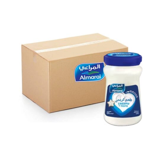 Almarai Cream Cheese Spread Jar - 12x200g pack showing creamy texture and premium packaging, ideal for spreading and cooking.