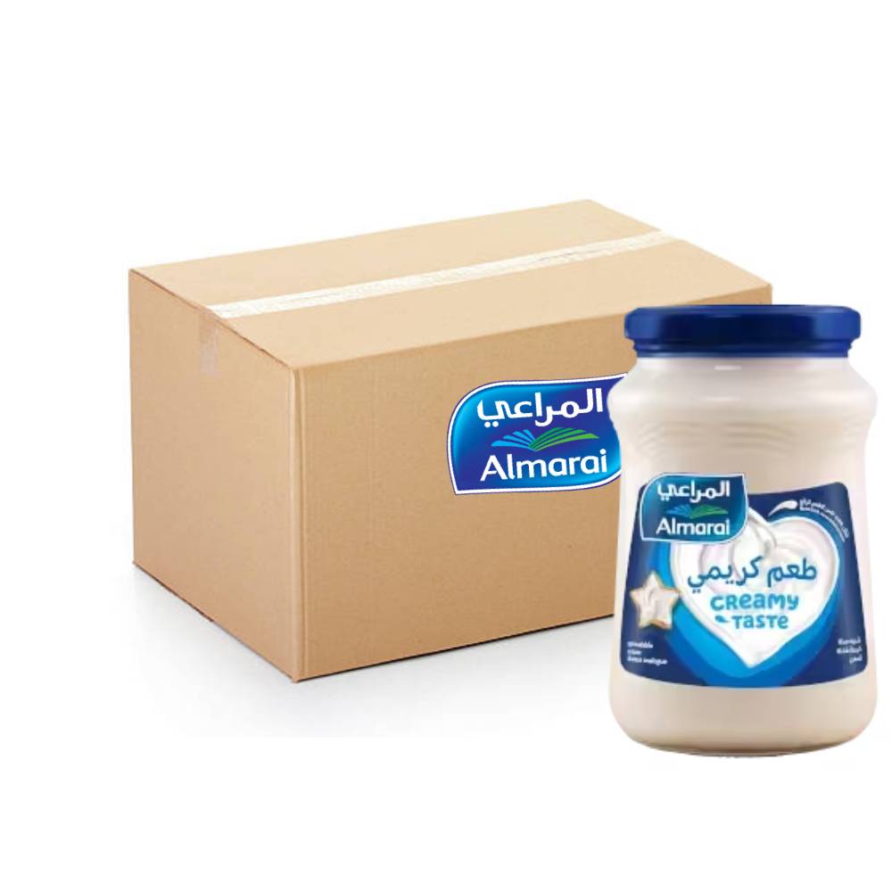 Almarai Cream Cheese Spread Jar - 12x500g pack, rich and smooth cheese perfect for spreading or cooking.