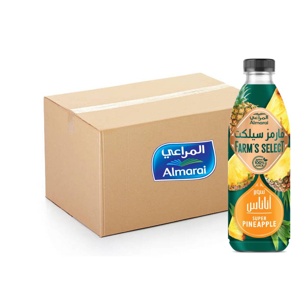 Almarai Farm's Select Super Pineapple Juice 6x1L – 100% Natural Pineapple Juice, No Added Sugar, Rich in Vitamins, Refreshing and Healthy Drink
