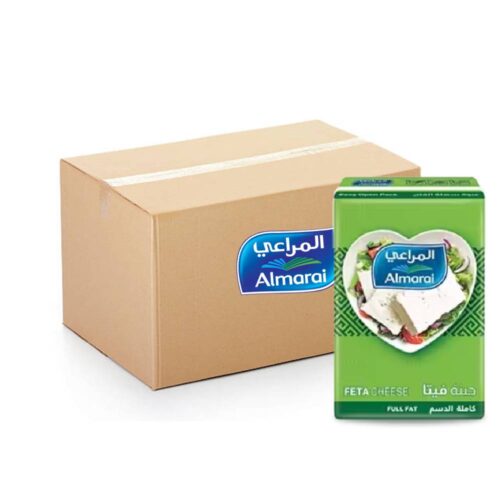 Almarai Feta Cheese Full Fat - 18x400g pack of rich, creamy full-fat feta cheese perfect for salads, cooking, and daily meals.