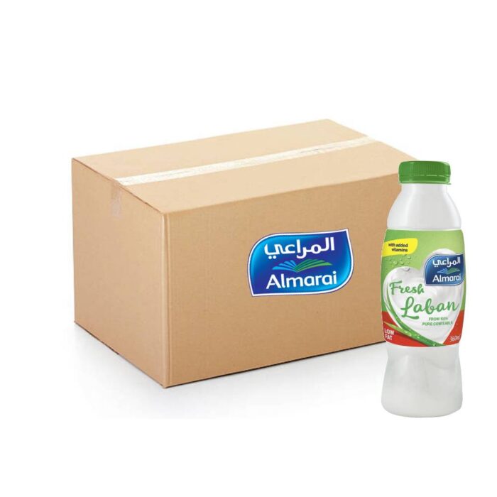 Almarai Fresh Laban Low Fat 35x360ml pack, healthy low-fat laban drink, refreshing dairy beverage, convenient portion size