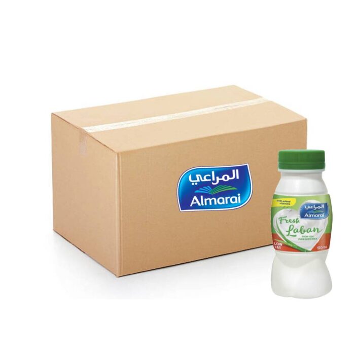 Almarai Fresh Laban Low Fat – 72x180ml pack of refreshing and nutritious low-fat laban drinks, perfect for daily health and hydration.