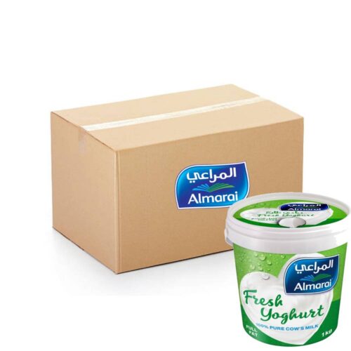 Almarai Full Cream Fresh Yoghurt - 12x1kg pack of rich and creamy yoghurt ideal for bulk purchase and family use