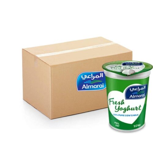 Almarai Full Cream Fresh Yoghurt pack - 24x500g containers with creamy texture and rich flavor
