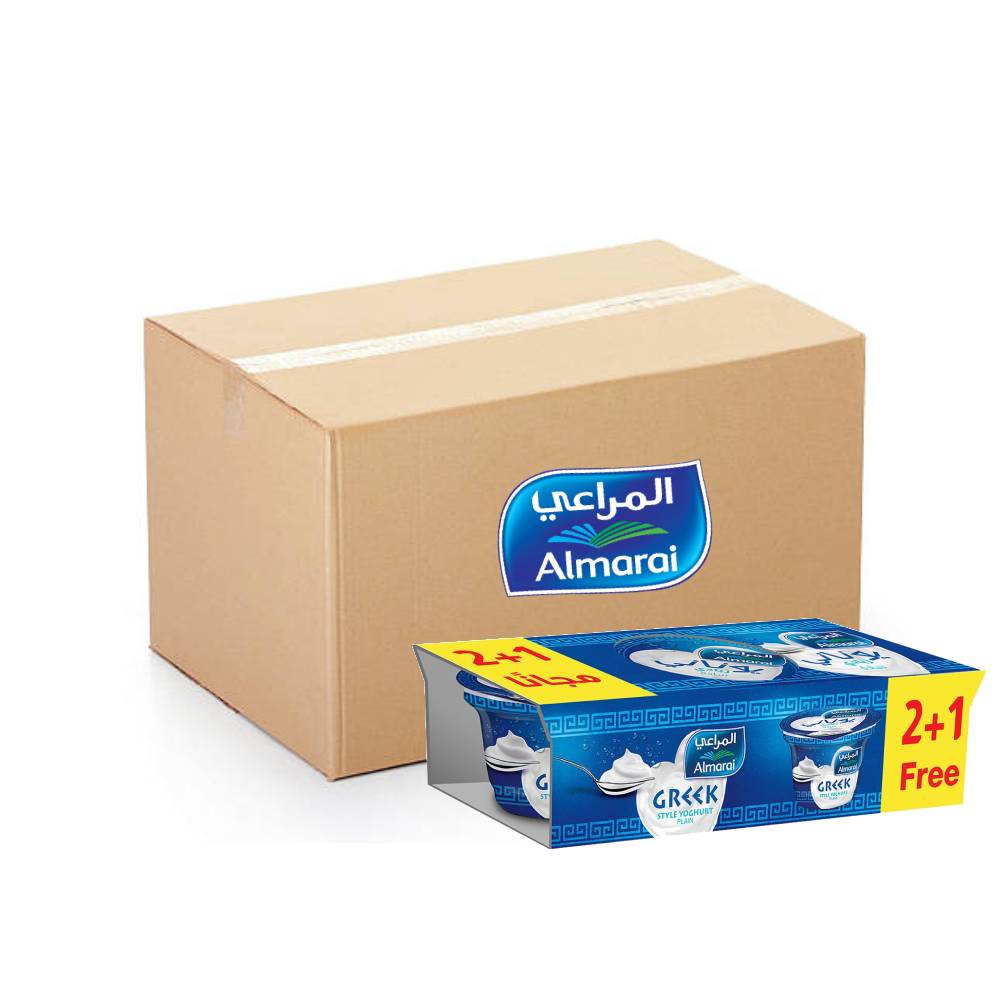 Almarai Greek Plain Yoghurt – 16x3x150g multipack of creamy, high-protein plain Greek yoghurt – ideal for healthy snacking or cooking