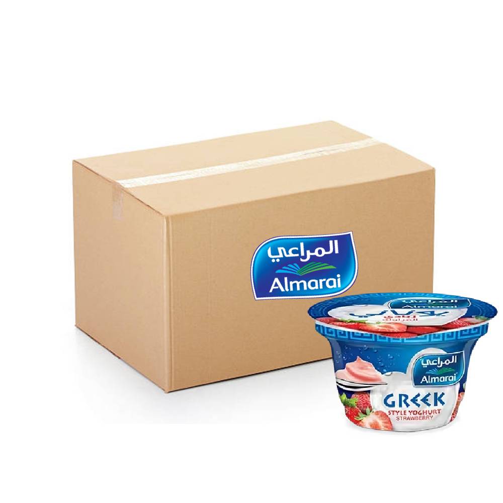 Almarai Greek Style Yoghurt with Strawberry 48x150g – creamy strawberry-flavored Greek yoghurt in bulk pack
