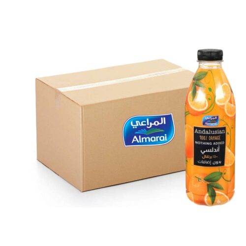 Almarai Juices Andalusian Orange Juice 6x1L – Freshly Squeezed Andalusian Orange, 100% Natural, No Added Sugar, Rich in Vitamin C, Refreshing Citrus Drink
