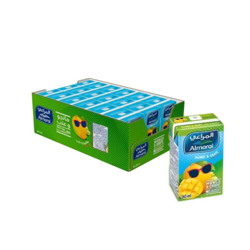 Almarai Mango & Grape Juice No Added Sugar 18x140ml – healthy no sugar added fruit juice pack