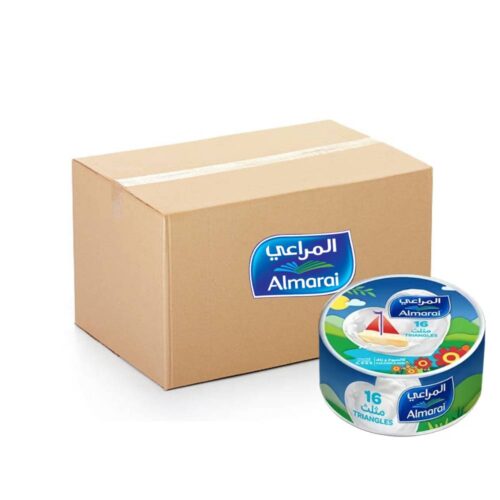 Almarai Triangle Cheese 16 Portion - 24x240g pack of creamy cheese triangles for easy snacking and cooking.