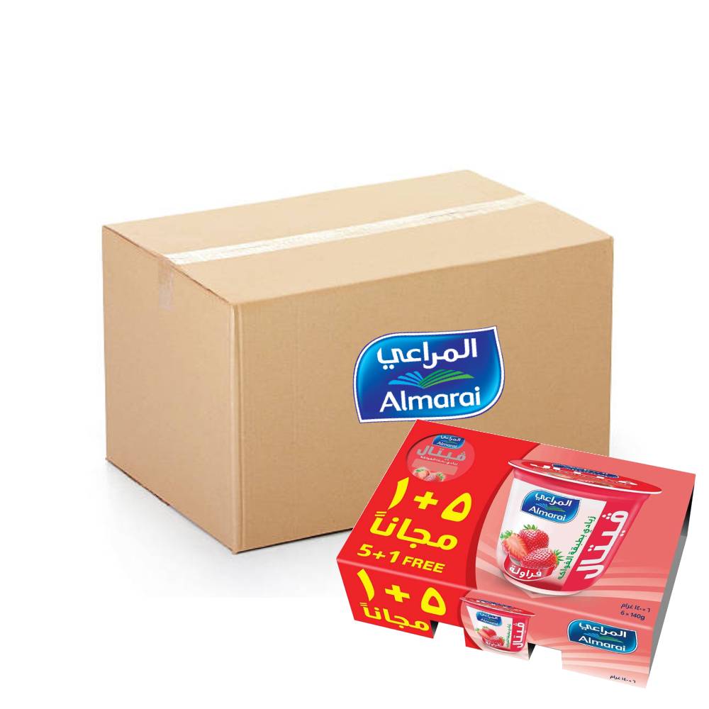 Almarai Vetal Strawberry Yoghurt pack 12x 5+1x140g with creamy strawberry-flavored yoghurt