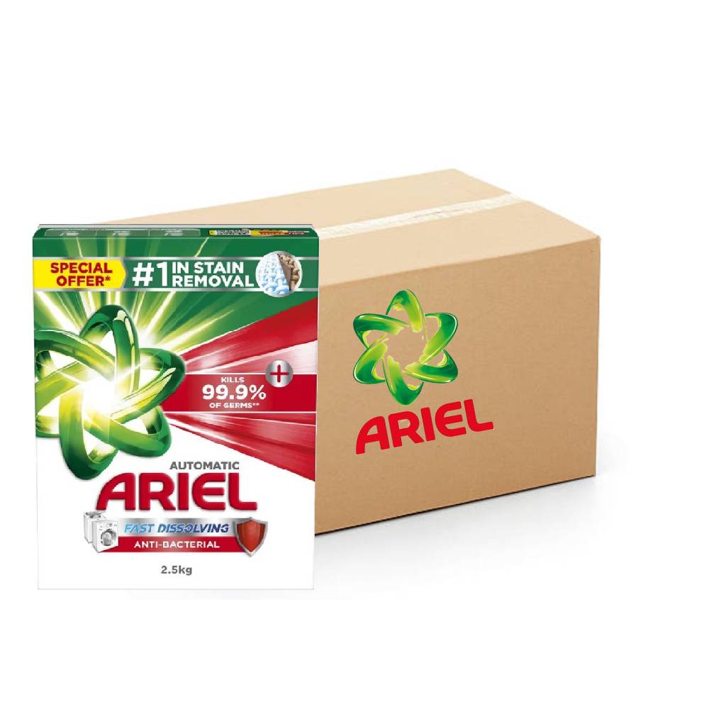 Ariel Anti-Bacterial Fast Dissolving Laundry Detergent Powder - 4x2.5Kg, Bulk items, Catering, Wholesale price, Laundry shop, Cleaning items, Detergent powder