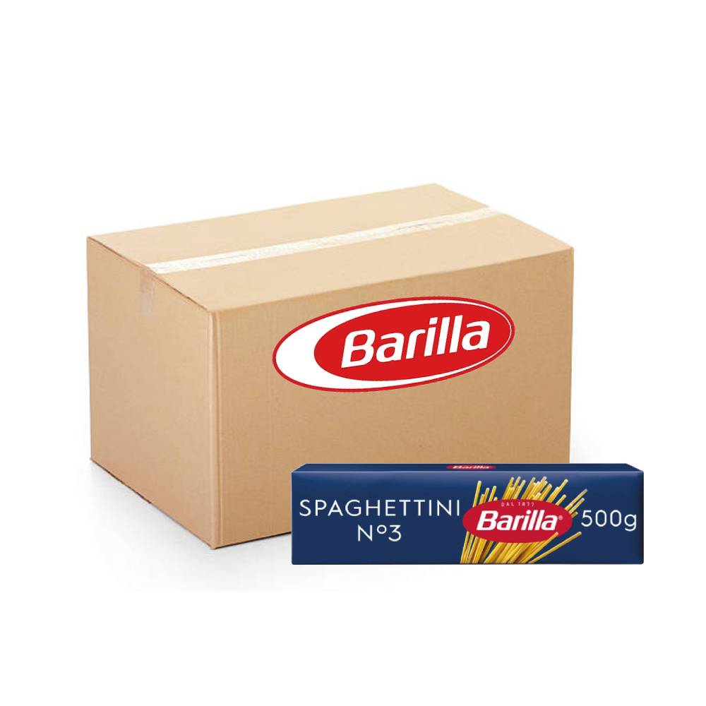 Barilla Pasta Spaghetti No.3 – 24x500g pack of classic Italian spaghetti made from 100% durum wheat semolina, perfect for traditional pasta dishes