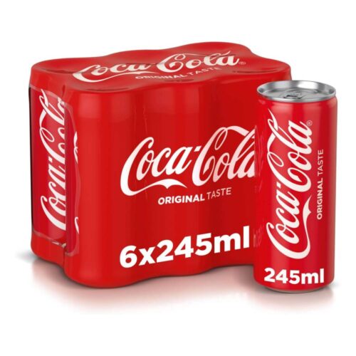 Coca-Cola Original Soft Drink in Can - 30x6x245ml pack featuring the classic cola taste in 245ml cans, perfect for refreshing enjoyment at home or on the go.