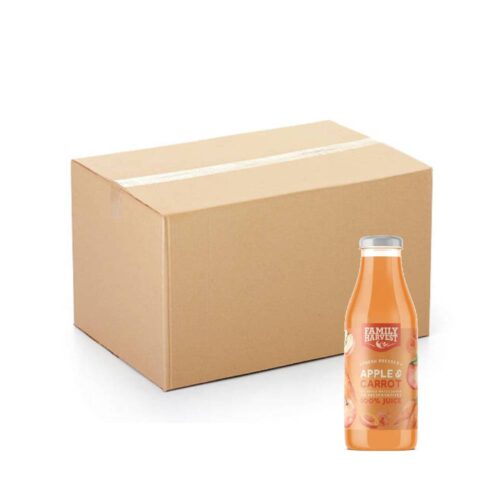 Family Harvest Apple Carrot Juice – 56x750ml pack featuring a nutritious blend of apple and carrot juice in 750ml bottles, ideal for healthy and refreshing hydration anytime.
