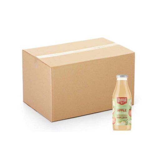Family Harvest Apple Organic 100% Juice – 56x750ml pack featuring pure organic apple juice in 750ml bottles, perfect for natural and healthy hydration anytime.