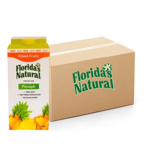 Florida’s Natural Pineapple Juice 6x1.6L – 100% Pure Pineapple Juice, No Added Sugar, Rich in Vitamin C, Refreshing Tropical Flavor, Family-Size Pack