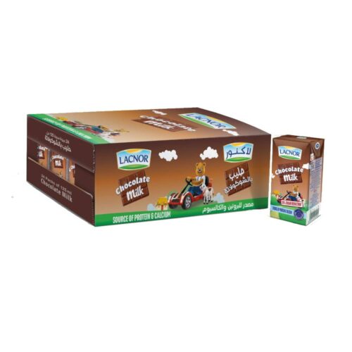 Lacnor Junior Chocolate Milk - 24x125ml, delicious and nutritious chocolate-flavored milk for kids, perfect for daily refreshment and healthy growth.