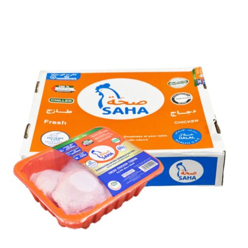 Saha Fresh Chicken Thighs 12x500g – Tender, juicy fresh chicken thighs packed in 500g portions, perfect for grilling, roasting, and cooking.
