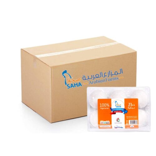 Saha White Medium Eggs 60x6s – Fresh, medium-sized white eggs in convenient 6-egg packs, perfect for retail and bulk purchase.