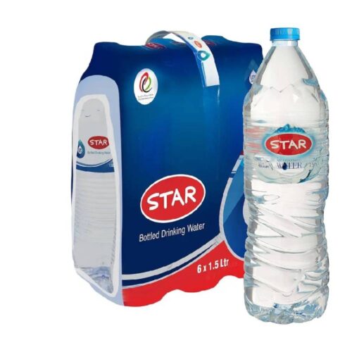 Star Bottled Drinking Water 6x1.5L – Pure and refreshing hydration in convenient large bottles.
