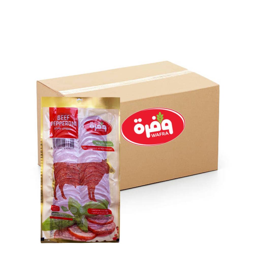 Wafra Beef Pepperoni - 12x200g, Wafrah, Premium Salami, Wholesaler, Price, Bulk items, Catering, Ingredients, Pizza, Pepperoni
