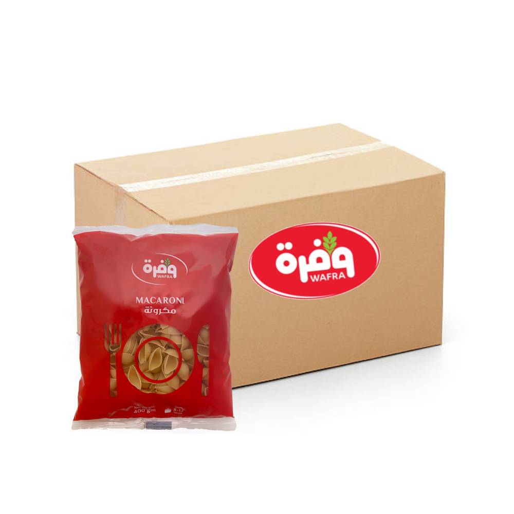Wafra Macaroni Conchiglie Rigate Large No.18 - 20x400g, Wafrah. Premium Pasta, Wheat Durum, Rigate Shells, Ingredients, Bul items, Catering, Wholesaler, Price, HORECA