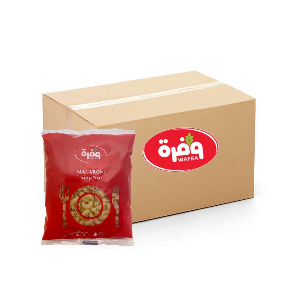 Wafra Macaroni Cornetto Liscio Medium No.16 - 20x400g, Wafrah, Saudi Made, Premium Pasta, Elbow Macaroni, Ingredients, Bulk items, Catering, Wholesaler, Price, HORECA