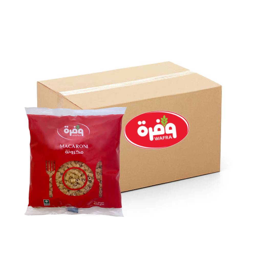 Wafra Macaroni Mezzi Sedani Regati No.30 Small - 20x400g, Wafrah, Premium Pasta, Sedani Rigati, Saudi Made, Bulk items, Catering, Wholesaler, Price, HORECA