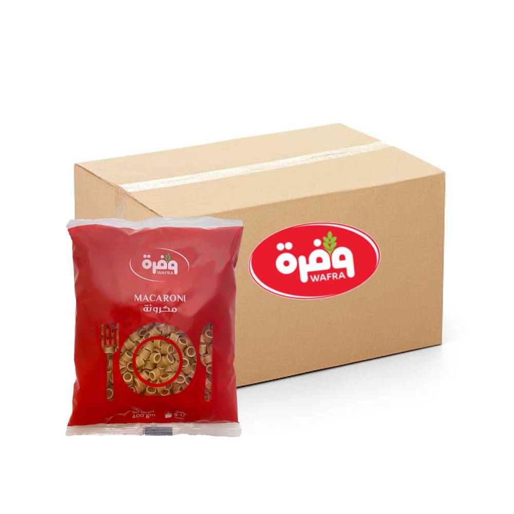Wafra Macaroni Mezzi Sedanini Lisce No.31 - 20x400g, Wafrah, Premium Pasta, Saudi Made, Wheat Durum, Bulk items, Catering, Wholesaler, Price, HORECA