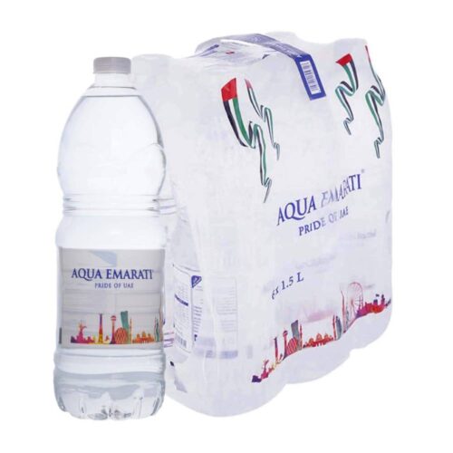Aqua Emarati Bottled Drinking Water - 6x1.5ltr pack of large, pure bottled water bottles perfect for family use, offices, and events.