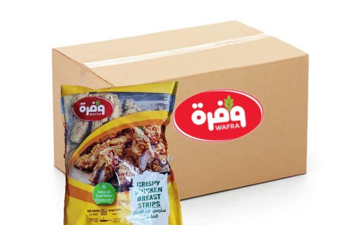 Frozen Wafra Crispy Chicken Breast Strips - 12x750g pack of breaded chicken tenders, ideal for quick meals and snacks