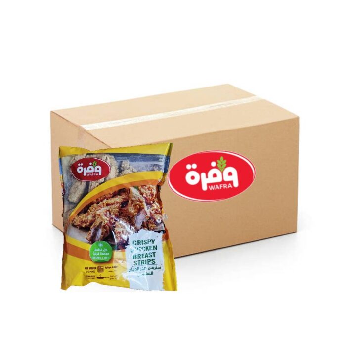 Frozen Wafra Crispy Chicken Breast Strips - 12x750g pack of breaded chicken tenders, ideal for quick meals and snacks