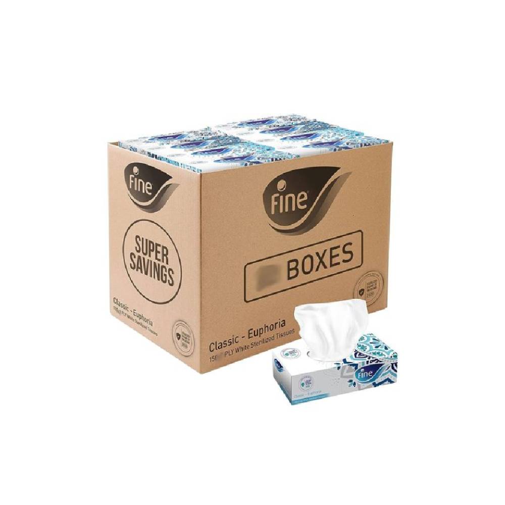 Fine Facial Tissue 2-Ply 150 Sheets 6x5 Boxes wholesale tissue UAE
