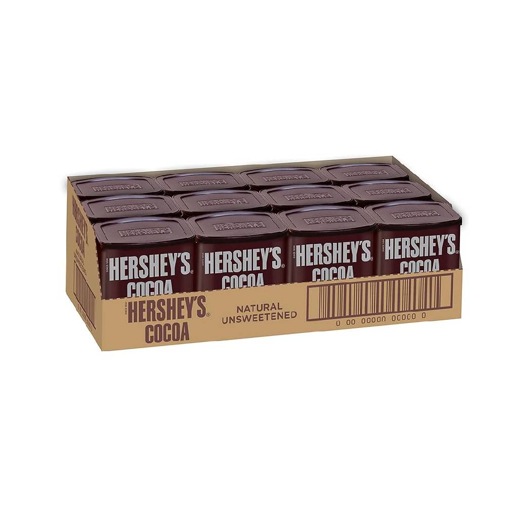 Hershey's Natural Unsweetened Cocoa Powder - 12x230g pack of pure, rich cocoa powder for baking, desserts, and sugar-free chocolate recipes.