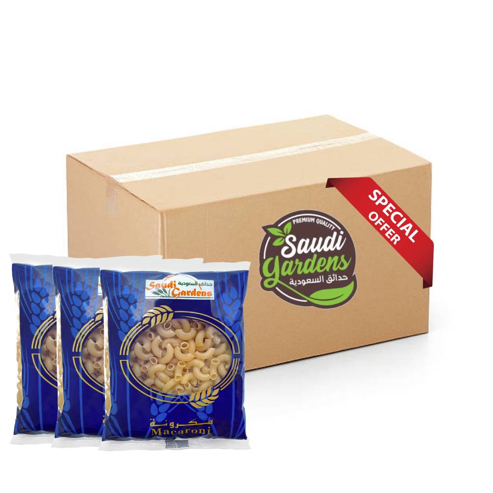 Saudi Gardens Macaroni Cornetto No.16 Pack of 3 - 3x6x400g premium smooth cornetto pasta for al dente cooking
