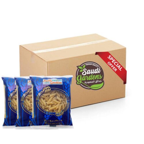 Saudi Gardens Macaroni Penne Medium No.11 Pack of 3 - 3x6x400g premium smooth penne pasta for al dente cooking and versatile recipes